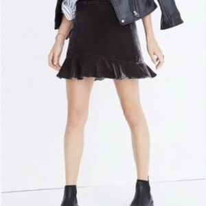 Madewell Charcoal Grey Velvet Ruffled Skirt